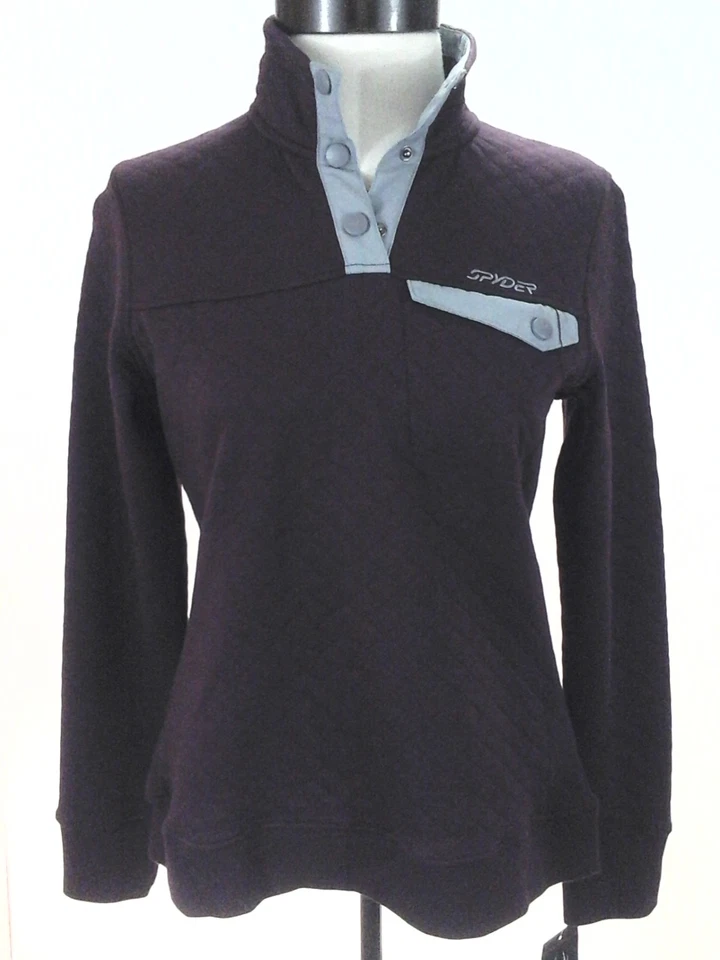 SPYDER верхний сноуборда/лыжи выстеганная база слой темно-бордовый серый резинке женщин M $149 новый - Изображение 2 из 4