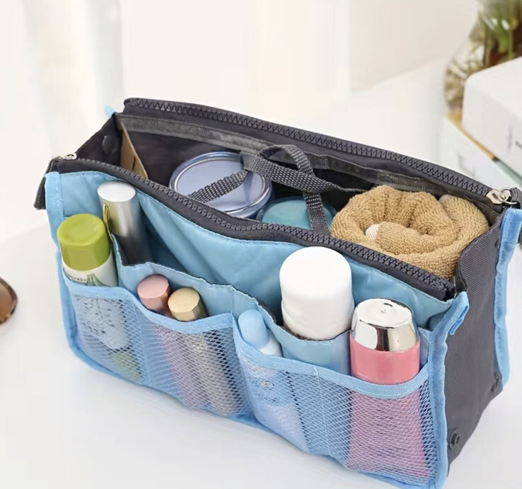Multifunction Cosmetic Bag Makeup Case Pouch Toiletry Wash Organizer Travel Gray