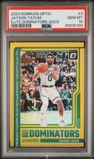 2023 Donruss Optic Elite Dominators #3 Jayson Tatum Gold Prizm SSP 01/10 PSA 10