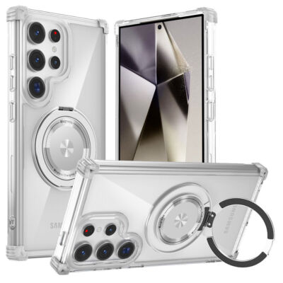 For Samsung S24 S23 FE S22 Note 20 Ultra Mag Safe Case 360° Rotatable Ring Stand