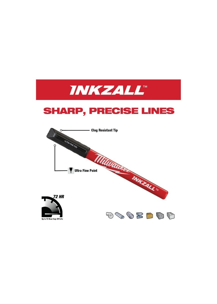 Milwaukee 48-22-3100 Inkzall Jobsite Fine Point Black Permanente Marker (24- Pack