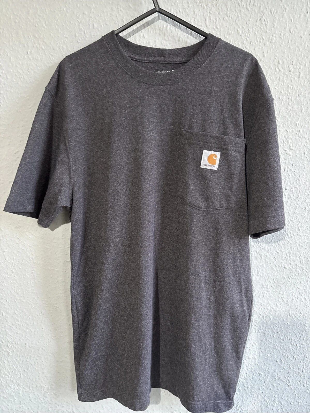 Carhartt Charcoal Grey Pocket T-Shirt Loose Fit,Cotton Small, Cornell Detail.