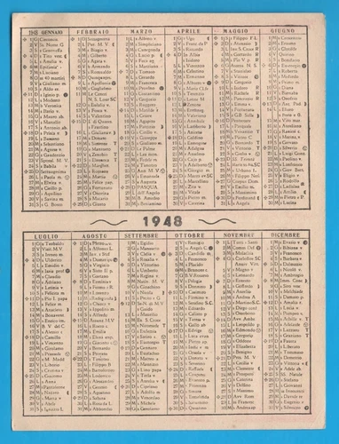 Tempio Nazionale del Perpetuo Caduti di Guerra Calendarietto Anno 1948 MA003 - Foto 2 di 3