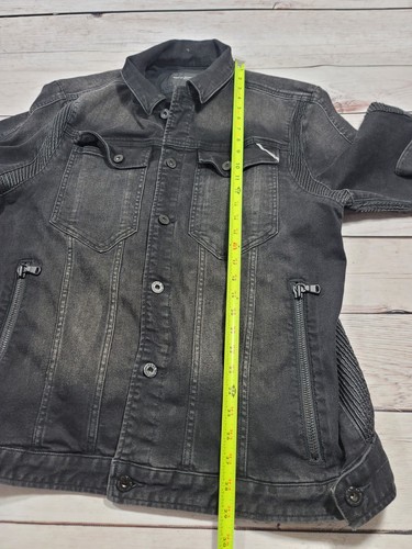 RARE Cult of Individuality Cotton Black Denim Trucker Jacket XL N1 - Picture 5 of 6