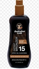 Australian Gold Instant Bronzer Spray Gel 8 oz Sunscreen Broad Spectrum SPF 15