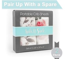 Kids  N Such Pack N Play Vintage Floral Cotton Fitted Sheet 2 Pack Set Petal NIB