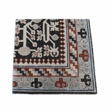 2'1"x2'1"Brown Samarkand Collection Sample Fragment Wool Hand Knotted Rug R80357
