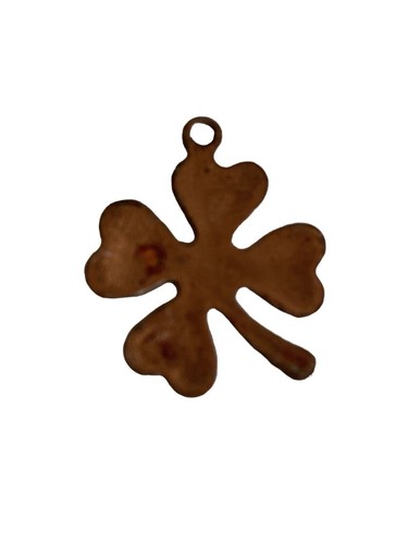 Four-Leaf Clover Enamel Pendant Double-Sided Lucky Charm White & Bronze - Picture 3 of 4