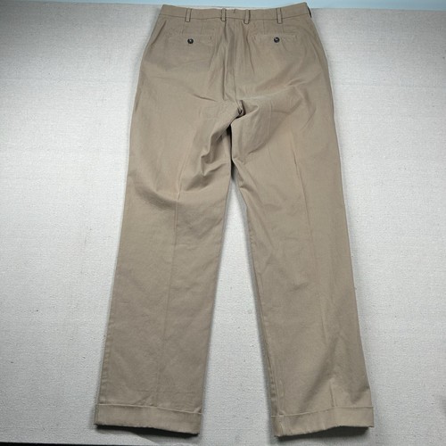 Vintage J Peterman Pants Mens 34x34 Pleated Cuffed Slacks Trousers Heavy Khaki - Picture 2 of 9