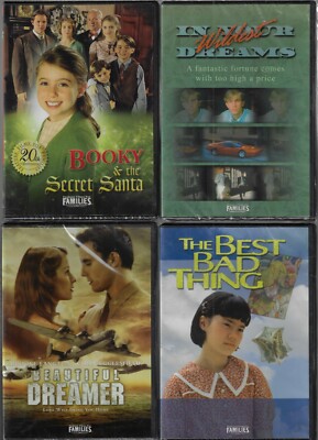 Lot of 4 New  Feature Films for Families Wildest Dreams-Booky-Dreamer- Bad thing