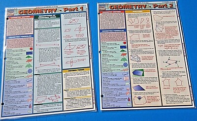 Geometry Part 1+Part 2 Quick Study Reference Guides - Academic Outline Laminated