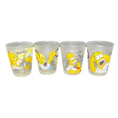 The Simpson Schnapsgläser x4 Vintage 2000  Milchglas Edition 1 Cartoon 