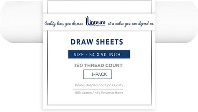 Linteum Textile White Draw Sheets 54X90 Inches 1 Pack   180 Thread Count Poly-Co