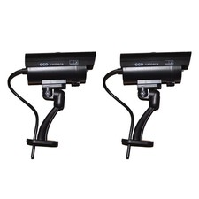 Deter Criminals 2x Dummy Security Camera Fake Flashing Home Surveillance