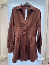 Lace Up Waist Shirt Dress Cut Out Back size large