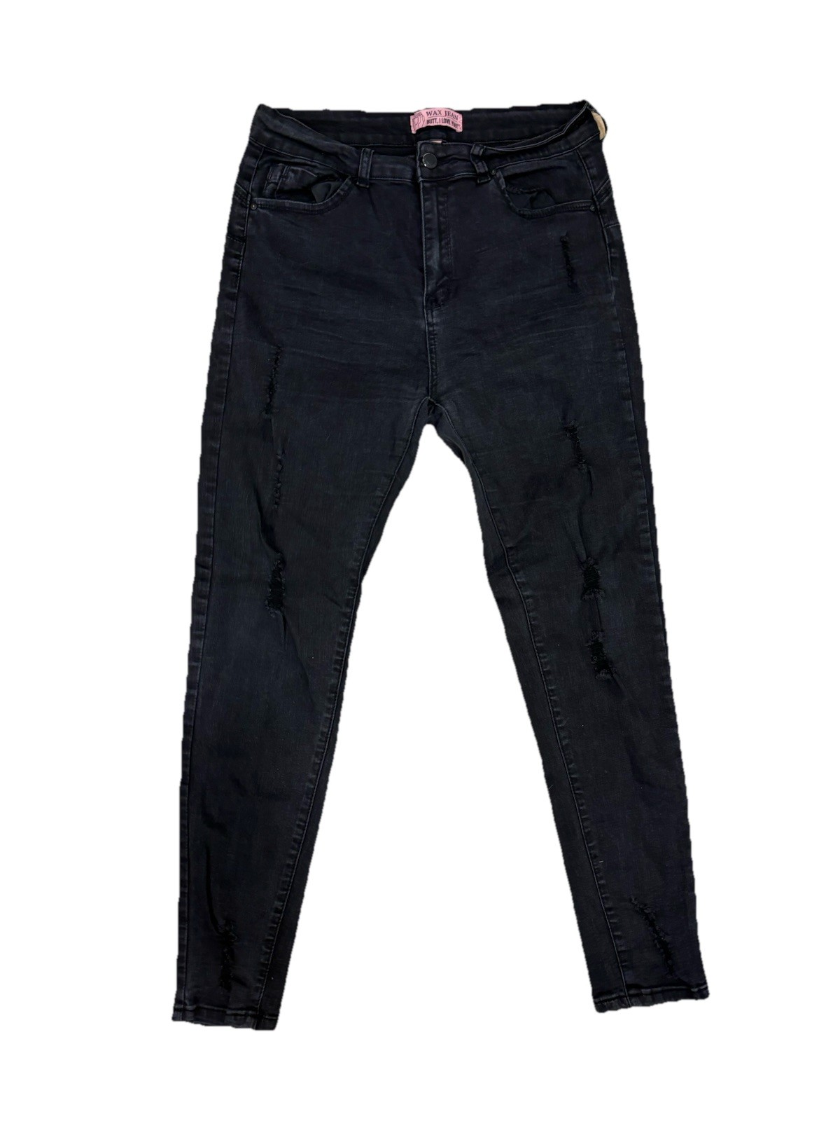WAX JEAN Butt I Love You Pants Women’s Size 13/31 Black Skinny Denim Jeggings