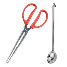 Fireplace Tongs & Pellet Scoop Set Campfire Log Grabber Tools Easy Pick Up