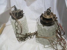 Vintage Mid Centery morden Swag lamps set of 2 Clear Glass mosaic