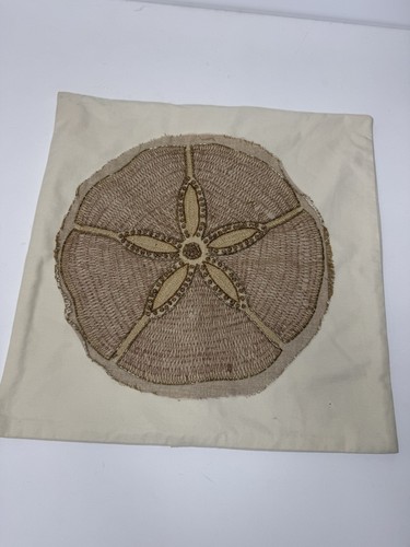 Pottery Barn 20"x20" Tan Throw Pillow Sand Dollar Beach Nautical Coastal Rare - Picture 4 of 7