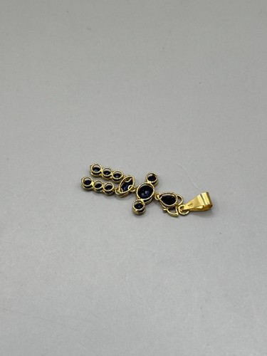 Ciondolo Vintage Oro Giallo 18k 750 Zaffiro Naturale Articolato Persona - Foto 6 di 9