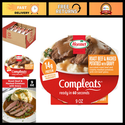 Roast Beef & Mashed Potatoes with Gravy - Ready Meal, Microwave Tray, 9oz (6 Pac