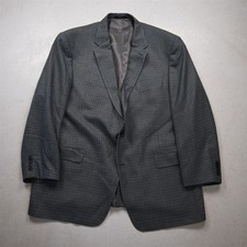 Hart Schaffner Marx 48R Blue Houndstooth Wool USA Mens Blazer Jacket Sport Coat