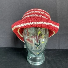 NWT Paper straw hat Red And White One Size Fits All Falls Creek (Q7)