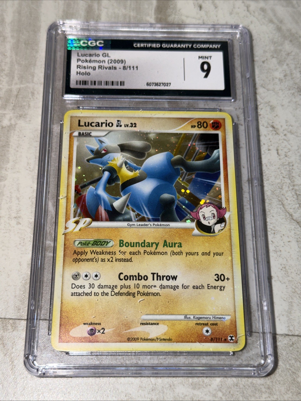 CGC 9 MINT Lucario GL 2009 Rising Rivals 8/111 Holo Pokemon Card
