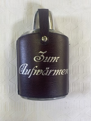 #ad #ad Glass Flask With Leather Covering Inscribed Translated German “Let’s Get Warm” $12.00