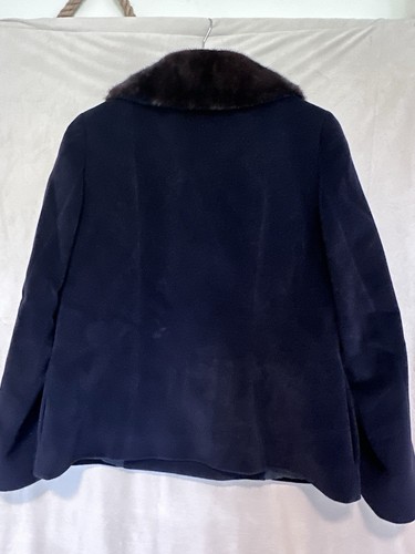 Barneys New York Womens Fur Collared Wool Coat Taste Luxury Humor Italy Medium - Picture 6 of 15
