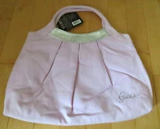 NWT 2009 PARLUX GUESS Promo Lavender Tote Bag w Faux Sliver Trim 18 x 13 Inches