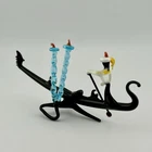 Murano Venetian Lampwork Glass Gondola Gondolier Blue Mooring Poles 1950s VTG