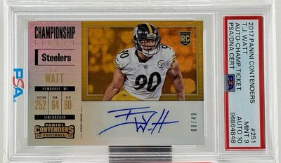 TJ Watt - 2017 Contenders Championship Ticket Auto 8/49 PSA 9/ Auto 10 RC