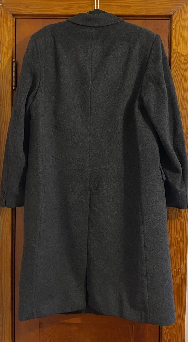 Vintage 70s Gray Wool Cashmere Over Coat Made In Yugoslavia Long Trench 48 Long image 2