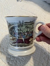 Ceramic Shaving Mug Race of the Century Horse Racing Scene White Multicolor