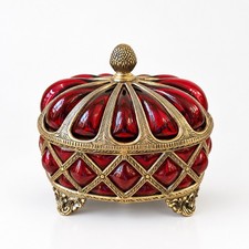 Ruby Red Caged Bubble Glass Brass Apothecary ...
