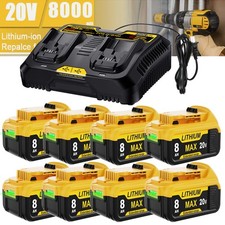 8.0AH Lithium Battery / Charger For DeWalt 20V 20 Volt Max DCB206 DCB200 DCB205