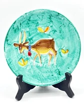 VIETRI ART POTTERY HAND PAINTED GOAT SALAD PLATE Artist Signed La Vietrese Italy