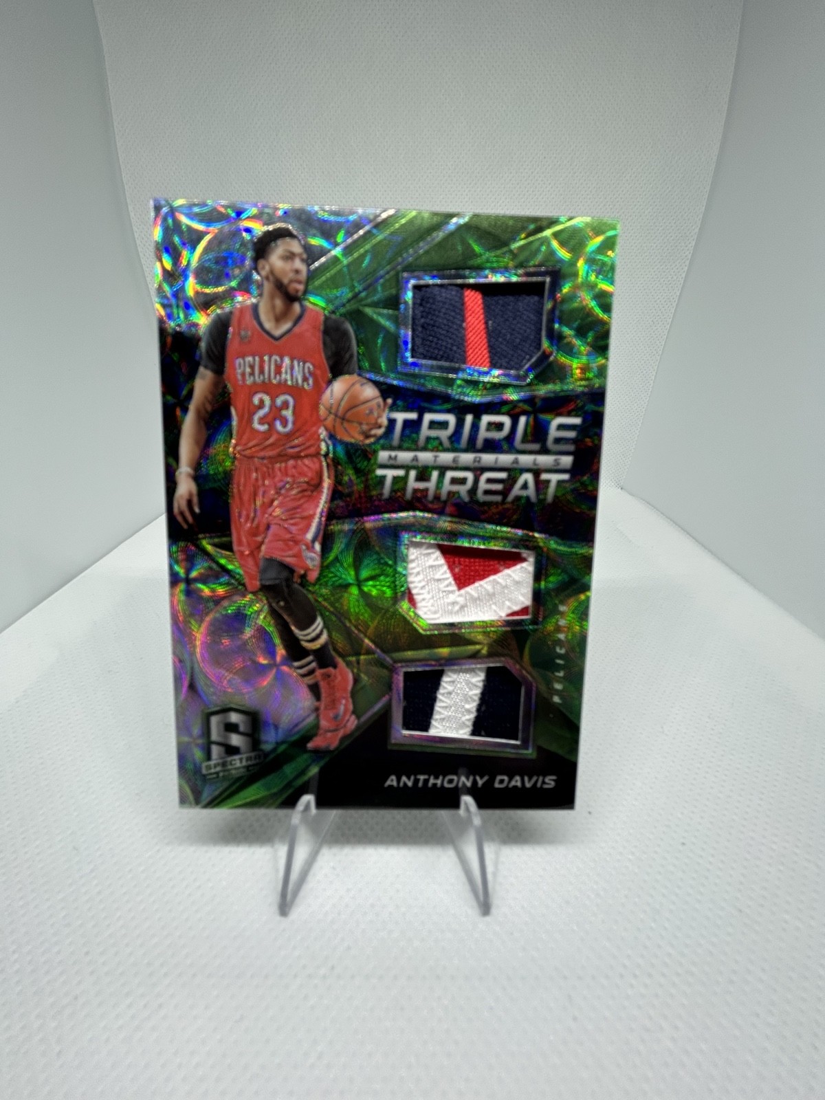 2016-17 Panini Spectra - Triple Threat Materials Anthony Davis #17 Neon Green...