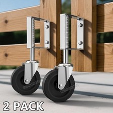 2 x Spring Loaded Heavy Duty Gate Wheels Farm Timber Door 4" Swivel Wheel Castor