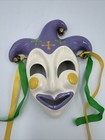 🎭 Ceramic Mardi Gras Mask, New Orleans, Purple, Green, Gold 1985
