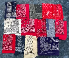 Vintage Bandana Lot 14 USA Cotton Fast Color Paisley Trunk Up Paris Hav a Hank