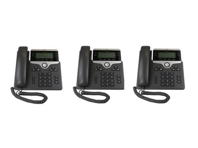 3x Cisco CP-7841-K9 IP Phone 4Lines PoE for Offices / VoIP Network +Handset