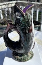 Antigua jarra de cerámica de mayólica para peces gorgoteo jarra Inglaterra