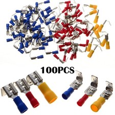 100pcs Piggy Back Spade Connector Set   Insulated Butt Crimp Terminals 10-22AWG