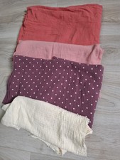 Kinderstoff Stoffreste Stoffpaket Musselin Farbe Beere, Rose, Koralle