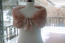 Pink Faux Fur Bridal Shawl Elegant