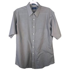 Towncraft Mens Gray Short Sleeve Button Up Shirt Classic Fit Size Large 16