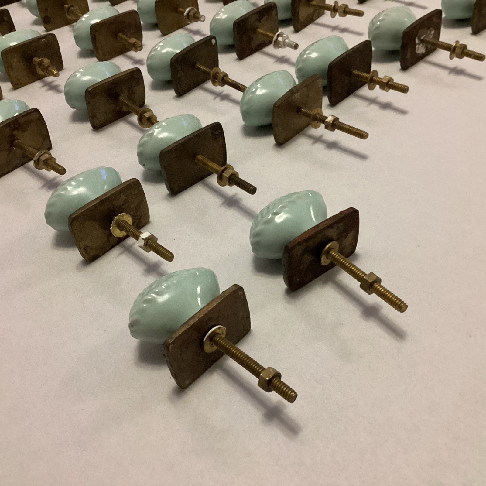 Vintage Oval Decorative Cabinet Knobs With Backplate Light Powder Blue