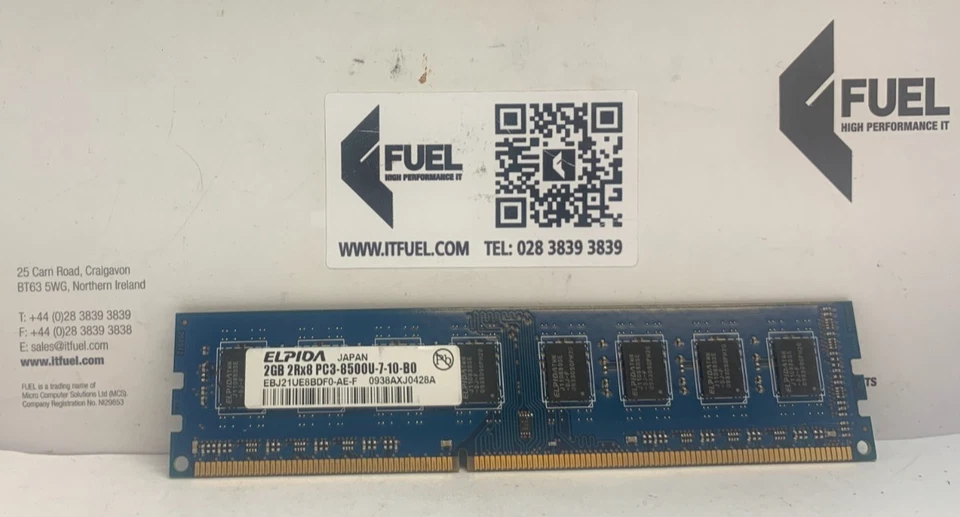 Elpida 2GB DDR3 ram memory module PC3-8500- EBJ21UE8BDF0-AE-F - Image 2 of 3